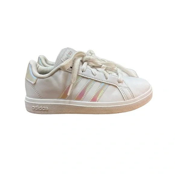 Adidas Girls White Tennis Shoes 1 - Picture 10 of 11